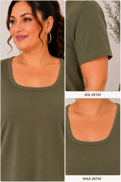 Gülmina Moda Women's Square Neck Plus Size Blouse