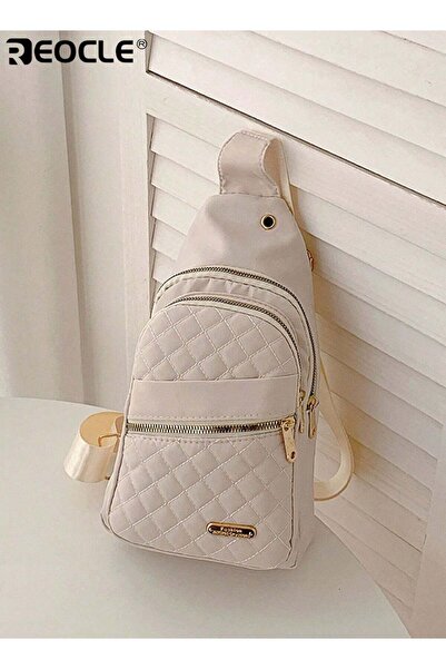REOCLE Women's Quilted Sling Bag with Multi-Zip Pockets Stylish Functional Ba...