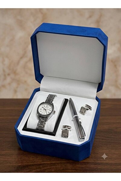 FLEND Men's watch set of watch + pen + cap + wood packaging box