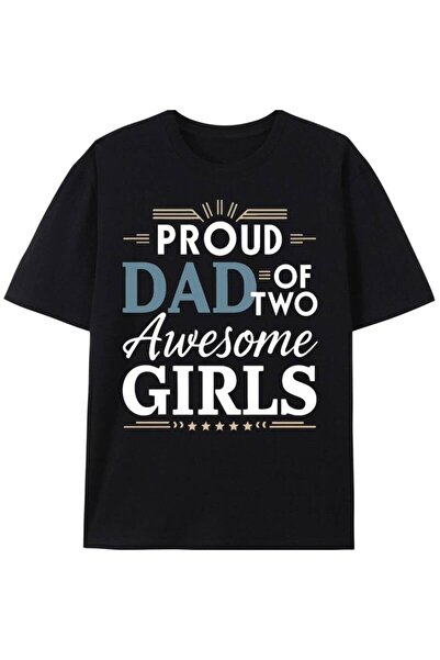 NOURAM قميص رجالي بطبعة "Proud Dad 2" بتصميم كلاسيكي مريح برقبة مستديرة، قابل...
