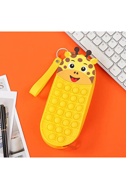 Generic Giraffe Soft Silicone Pop-It Fidget Pencil Case Pen Holder with Zippe...
