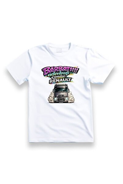 OEM Tricou personalizat cu mesaj: Bărbații adevărați conduc Renault TIR, 100%...