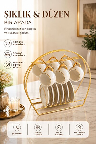 Tercih Home حامل أكواب معدني ذهبي اللون، جهاز تعليق الأكواب
