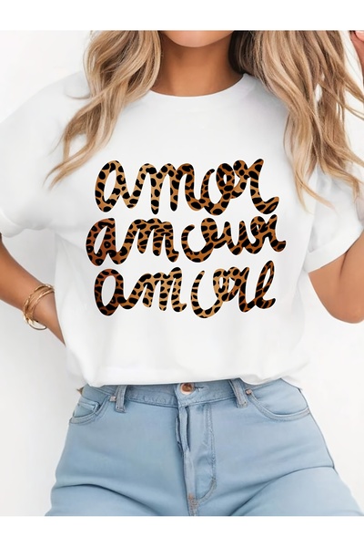 1001 Line T White Leopard Print Amor Amour Amore Graphic Tee Outfits And Roma...