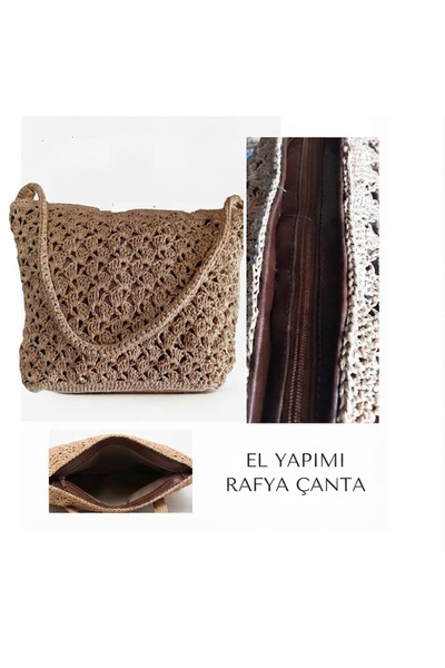 NOBRENT Hand Knitted Natural Raffia Tote Bag - Stylish Design