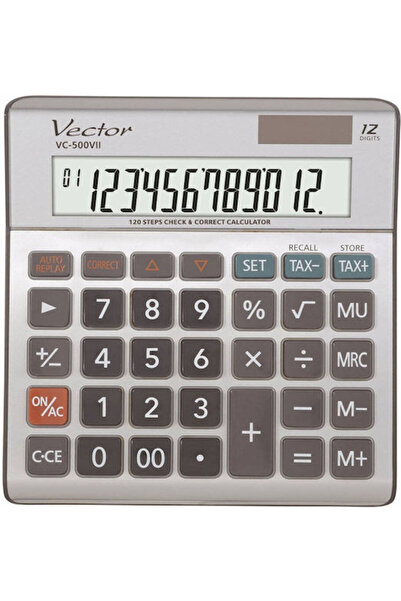 Vector Calculator cu 12 cifre, de culoare gri, 1 bucată, Cod: VC-500VII