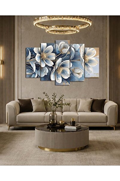 BellaaaModa 5 Parçalı MDF TABLO ÇİÇEK DESENLİ