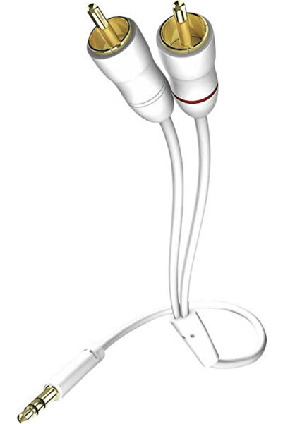 İnakustik Cablu audio 3.5mm tată la RCA tată, alb, 0.5m, cu terminale placate...