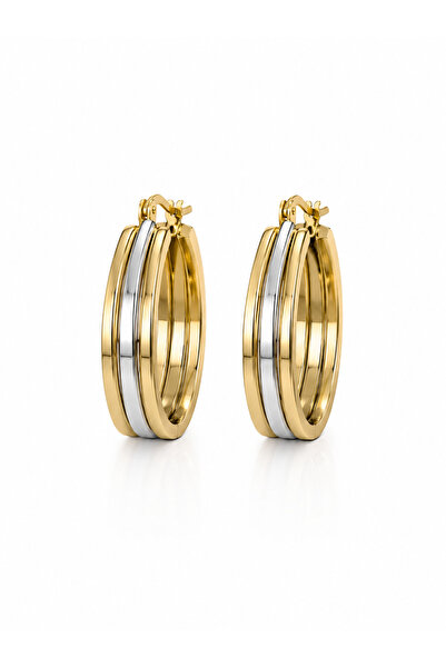 POSEİDONS JEWELLERY Gold & Silver Color Thick Hoop Earrings Stainless Steel W...