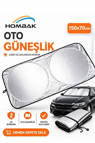 Genel Markalar Katlanabilir Araç Ön Cam Güneşliği 150x70 cm Isı Yansıtıcı Büy...
