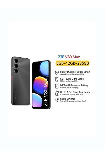 ZTE V80 Max Space Black 120Hz 8G+12G RAM 256GB 6000mAh 50MP AI Triple Camera ...