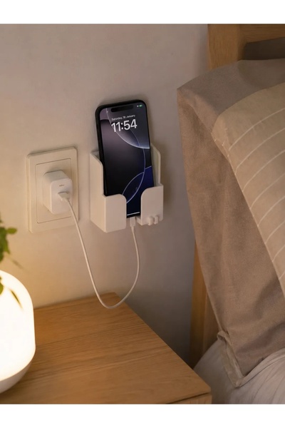 Yatak Kenarı Duvar Tipi Telefon Tutucu ve Şarj Standı