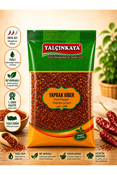 Yalçınkaya Yaprak Pul Biber 500g İri Yapraklı Yağlı Pul Biber Orta Acı