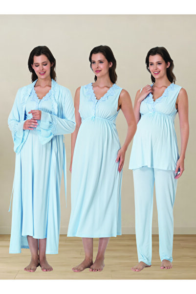 by İGP Maternity Dressing Gown, Nightgown and Pajama Set, 4-Piece Maternity Set
