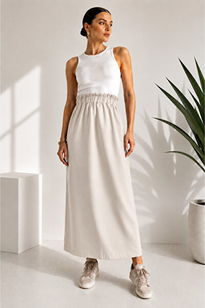 FREYA MODA High Waist Gabardine Skirt