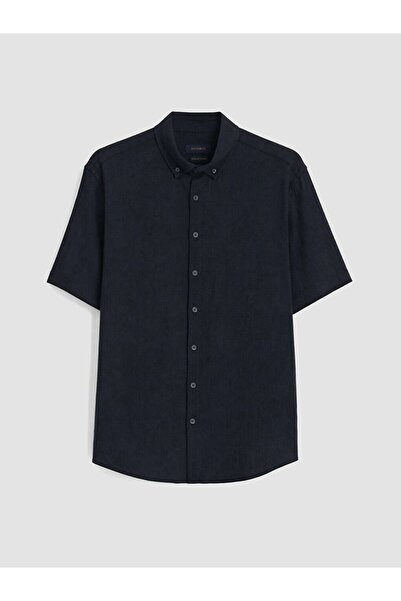 LC Waikiki Southblue Navy Blue Regular Fit Men's Textured Shirt