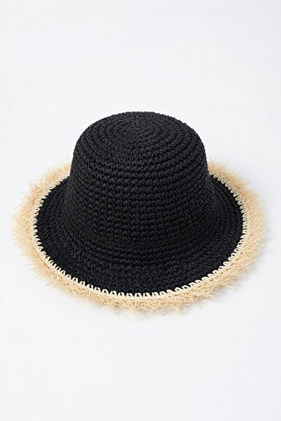 Mollycrush Summer Gift Straw Hat with Straw Detail in Black |   Sunscreen Buc...