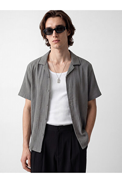 LC Waikiki Peak New Season Loose Fit Resort Collar Muslin Men's Shirt
