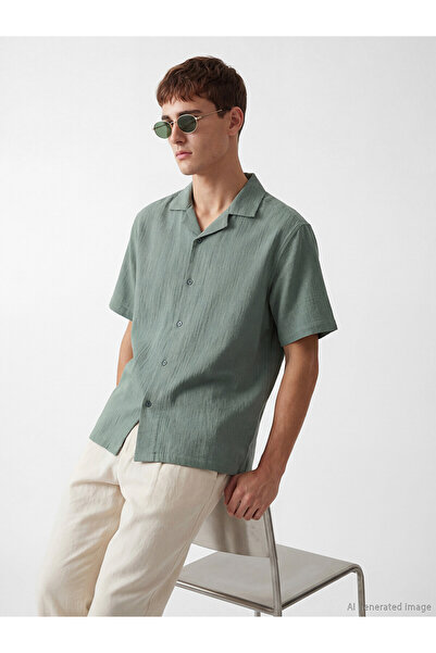LC Waikiki Ανδρικό πουκάμισο NEVAVM Regular Fit Resort Collar Muslin με διαφο...