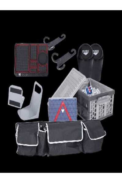 HIGHWAY 7-in-1 Premium Car Organizer & Emergency Kit - Luxury PU Leather Trun...