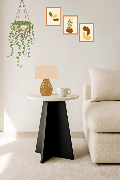 ibrahim suleiman al saqami Round Polywood Side Table with Black Wooden Base –...