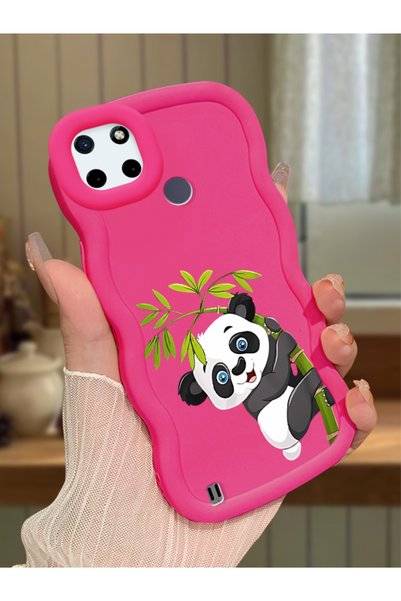 Hontinga Realme C25Y Compatible Case Camera Protector Red Silicone Couple Pho...