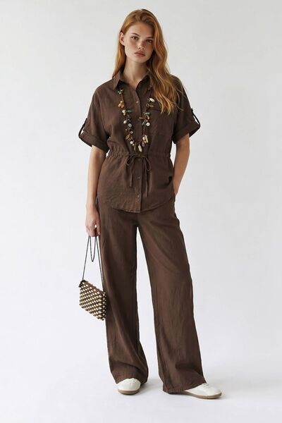 Hiccup MIXRAY Set Cămașă Și Pantaloni Evazați Din Poplin De Bumbac