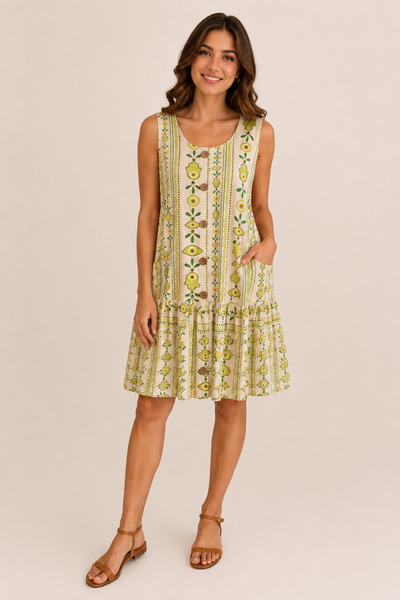 BUTİK AYVİTRİN Women's Linen Dress Skirt with Ruffles