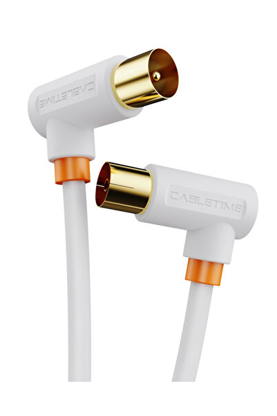 Cabletime καλώδιο κεραίας CT-AV101, γωνιακό, 75 Ohm, 3m, λευκό