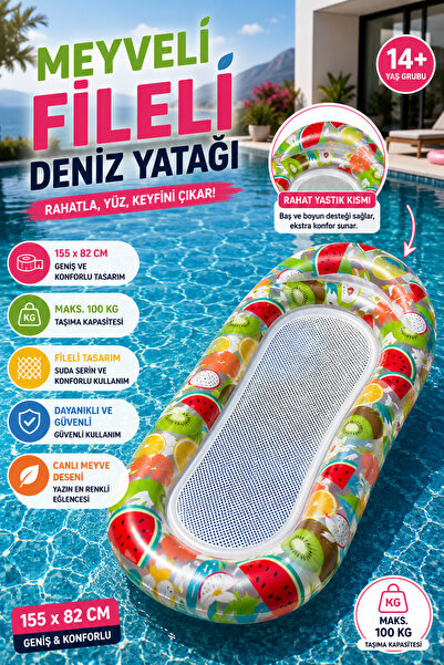 hak-iş oyuncak Meyve Desenli Fileli Deniz Yatağı 155x82 cm