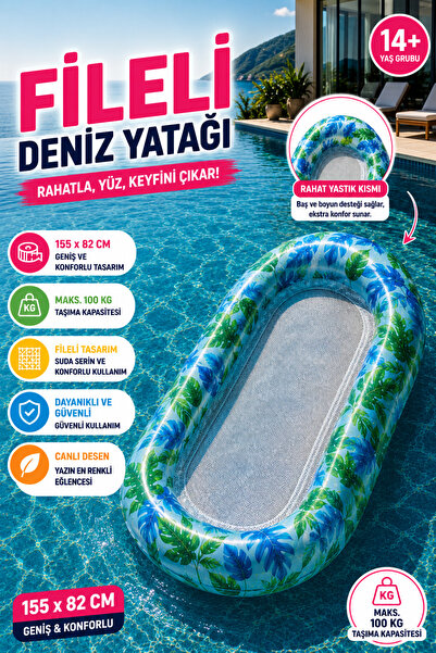 hak-iş oyuncak Yaprak Desenli Fileli Deniz Yatağı 155x82 cm