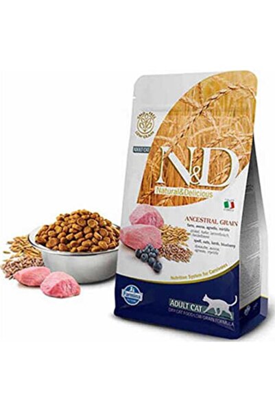 N&D Ancestral Grain Kuzu Etli ve Yaban Mersinli Ata Tahıllı Yetişkin Kedi Mam...