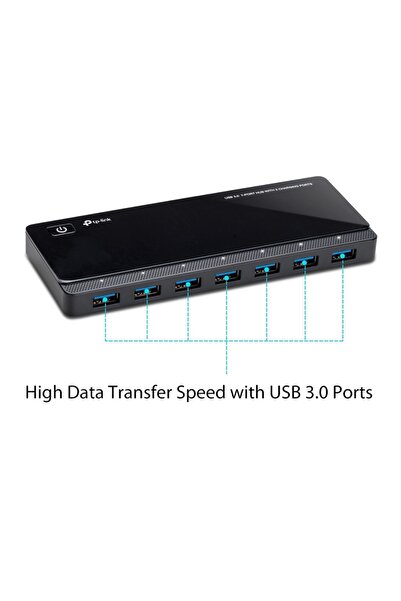 OEM HUB 7 PORT USB 3.0 ME ΤΡΟΦΟΔΟΤΙΚΟ &amp; 2 Θύρες Φόρτισης