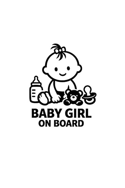 OEM Autocolant decorativ auto  "BEBE FETIȚĂ LA BORD ", M7, 10cm, Negru