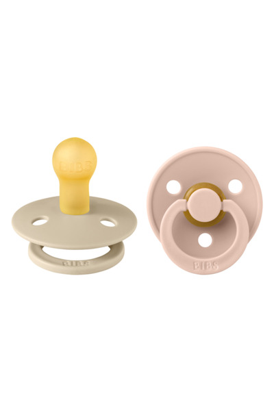 Bibs Set 2 suzete Colour Latex, tetină rotundă - Mărimi de la 0 la 6 luni
