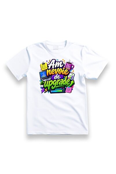 OEM Tricou personalizat cu mesaj: Am nevoie de un upgrade, 100% bumbac, alb, M
