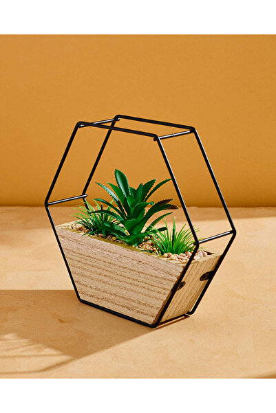 REDTAG Artificial Succulent Plant With Black Metal Frame Planter