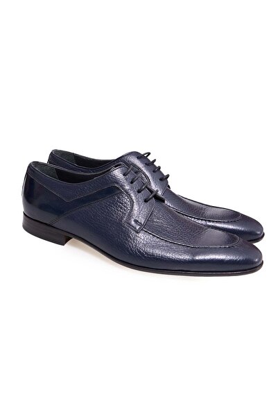 FRANCO CALVANI Dark Blue Color Lace-Up Genuine Leather Men's Shoes