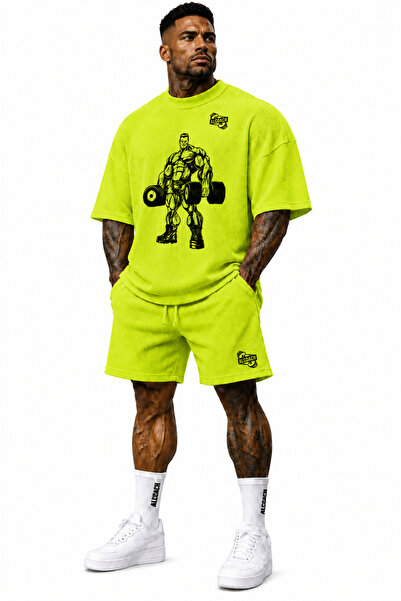 Genenic Summer Bodybuilding Set for Men 2-Piece (Shorts & T-Shirt), Polyester...