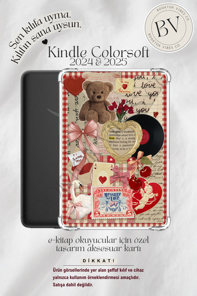 BookTok Vibes Co. Teddy Vintage Lovers Temalı Kolaj Insert - Kindle ve Kobo E...