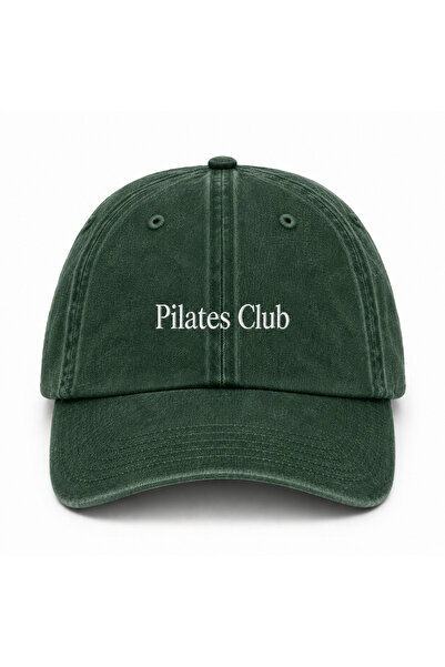 WeavedCo Pilates Club White Embroidered Hat, Pilates Club Vintage Washed Base...