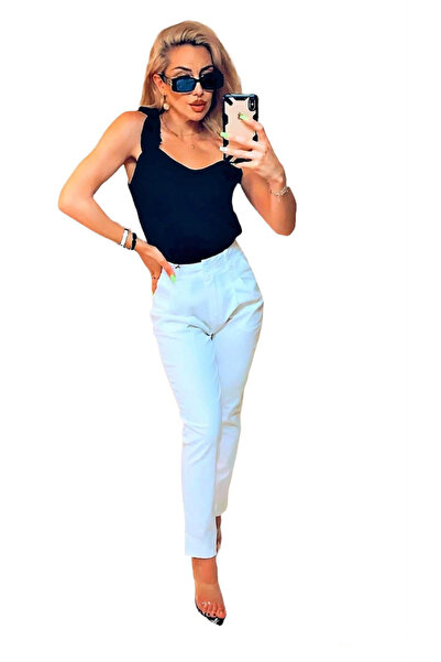 Woman's Fashion Γυναικεία υφασμάτινα παντελόνια λευκά
