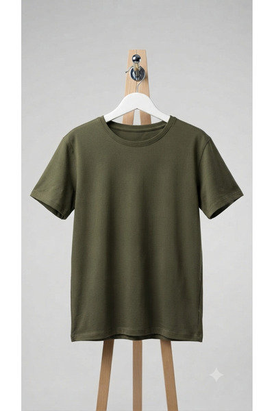 Sublime Butik Unisex Khaki Crew Neck Regular Loose Fit Crew Neck Basic Cotton...