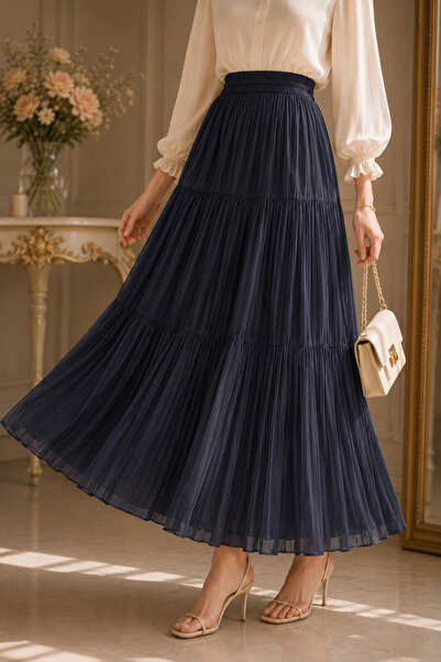 Poliyance Lara Soft Lacivert Etek