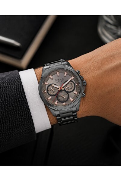 Ferrucci İnce Bilekli Erkeklere Özel Kasa Çap 43mm Fonksiyonlu Çelik Kordon&K...