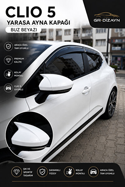 GR-Dizayn RENAULT CLİO 5 ARACA ÖZEL BOYALI YARASA AYNA KAPAĞI (BUZ BEYAZI)