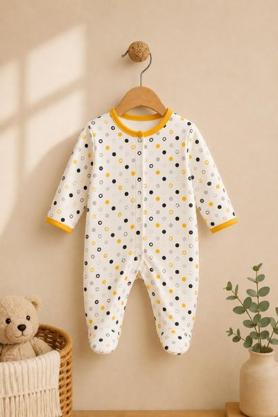 minova baby 3-Piece Duckling Baby Romper Set Cotton Newborn Long Sleeve Romper with Snap-On Booties 3-6-9 Months Sleeping Bag