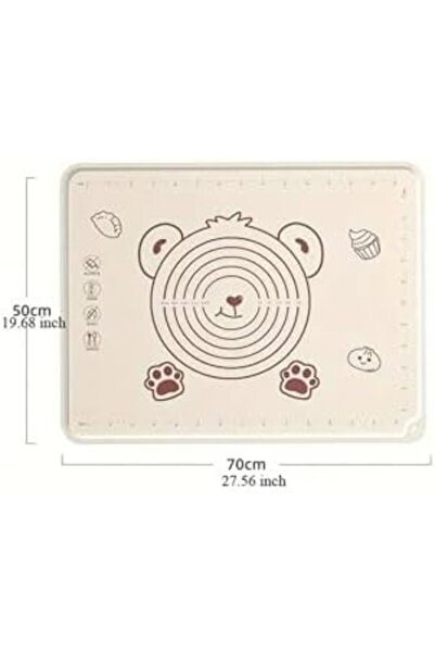 Yıldızan Nry Shop Large Size Silicone Dough Rolling Mat, Cream Color, 50X70 C...