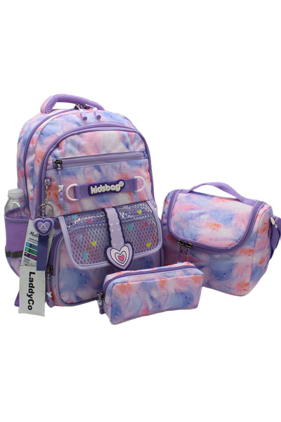 LaddyCo Girl's Primary School Bag Waterproof Fabric 3-Piece Set Pink School B...