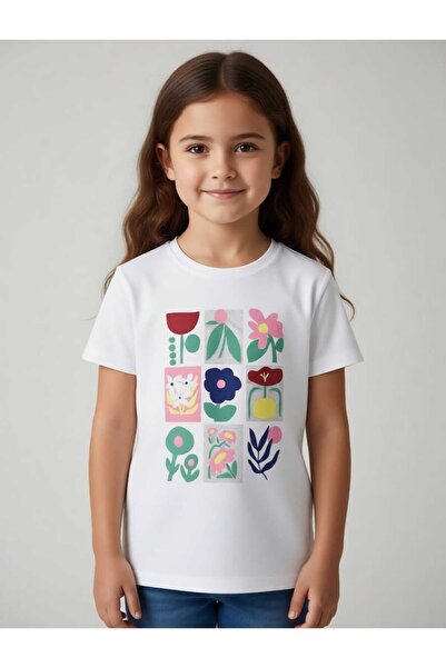 difa kids Girl's Basic T-Shirt Short Sleeve Crew Neck